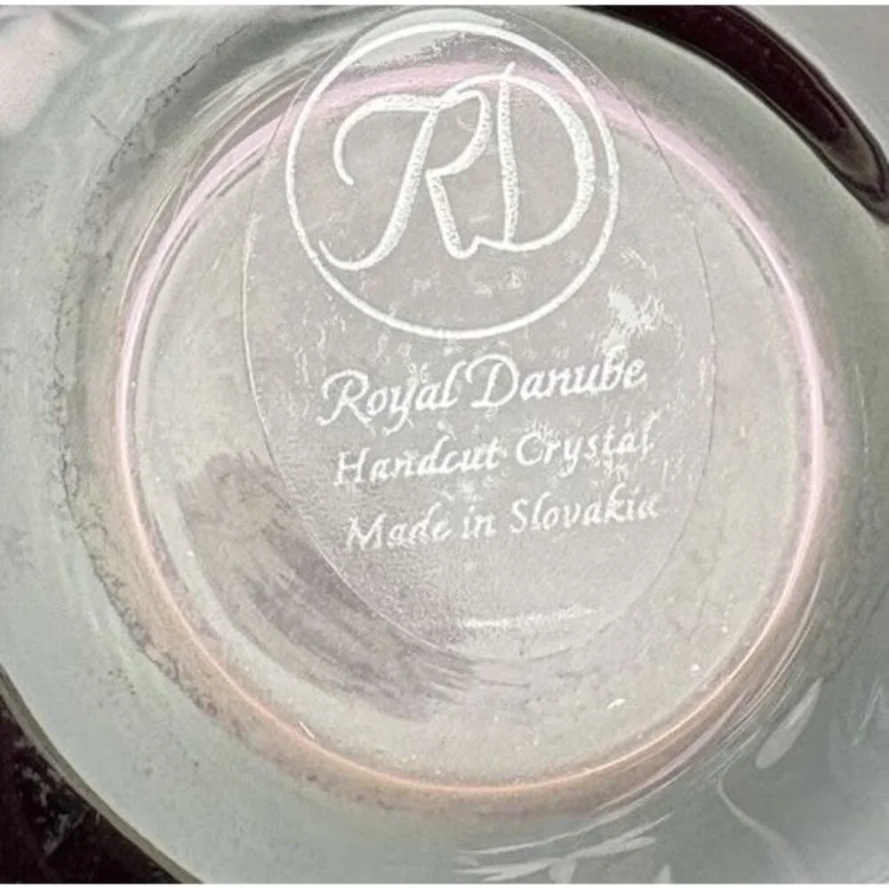 Royal Danube Iridescent Pink/Cranberry Hand Etched Vase Slovakia Vintage